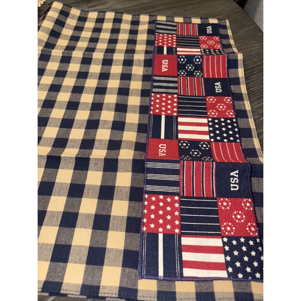 Vintage Tea Towel American Flag Hand‎ Made Cotton